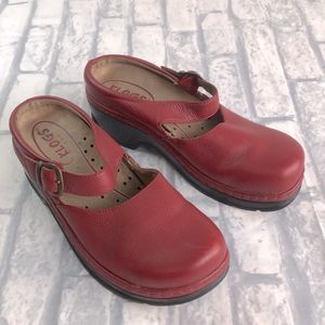 Klogs Red Leather Mules